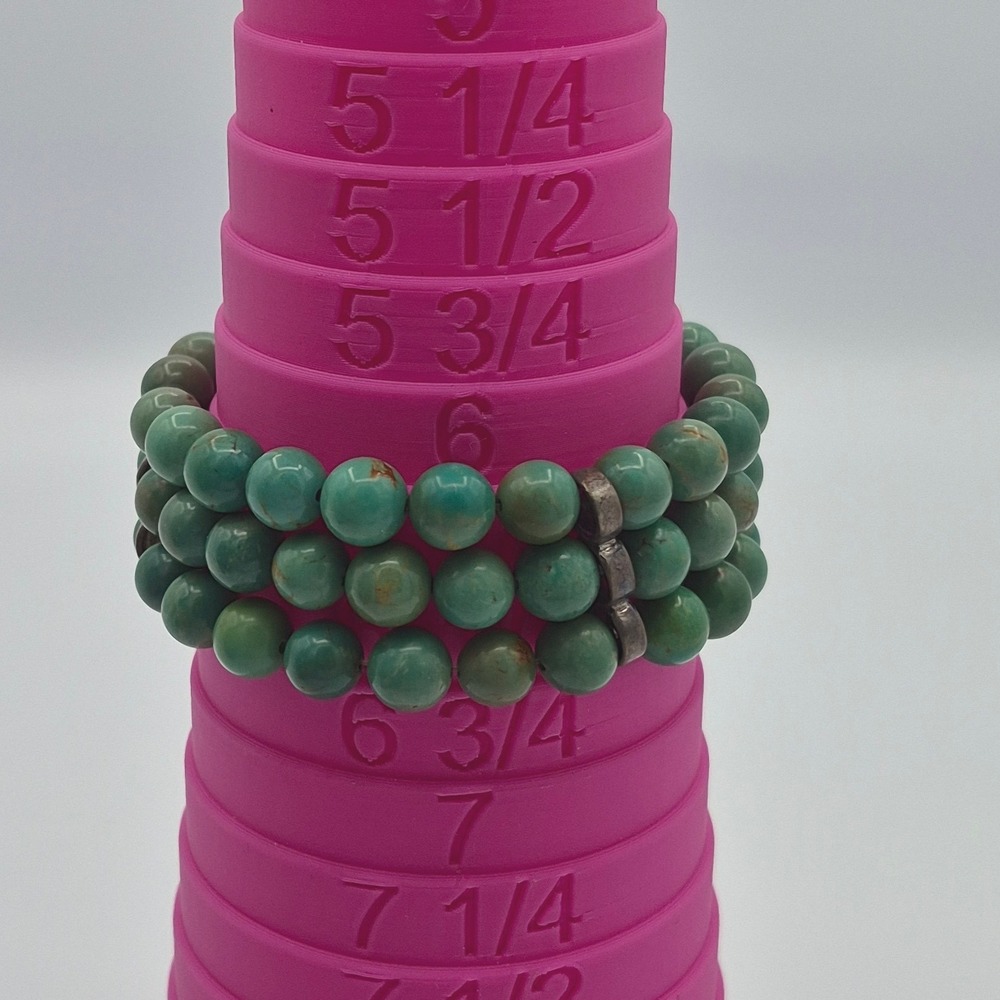 Turquoise Bracelet Beaded Triple Strand Stretch Boho Stackable